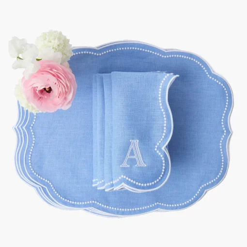 Summer Table Linen | Table Linen Sets<Mrs. Alice Eloise Periwinkle Placemats & Napkins (Set of 4)