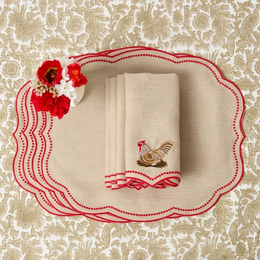 Placemats | For The Hostess<Mrs. Alice Eloise Putty & Red Placemats (Set of 4)
