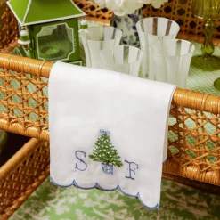 Mrs. Alice Monogram | Monogrammable Gifts<Mrs. Alice Embroidered Christmas Tree Linen Hand Towel