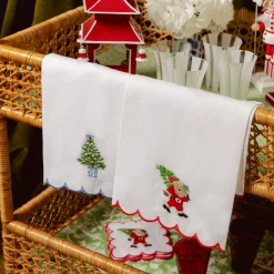 Mrs. Alice Monogram | Monogrammable Gifts<Mrs. Alice Embroidered Christmas Tree Linen Hand Towel