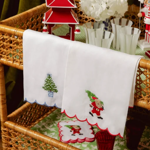Mrs. Alice Monogram | Monogrammable Gifts<Mrs. Alice Embroidered Christmas Tree Linen Hand Towel