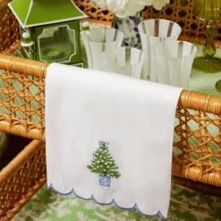 Mrs. Alice Monogram | Monogrammable Gifts<Mrs. Alice Embroidered Christmas Tree Linen Hand Towel
