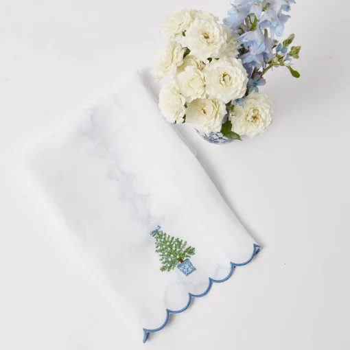 Mrs. Alice Monogram | Monogrammable Gifts<Mrs. Alice Embroidered Christmas Tree Linen Hand Towel