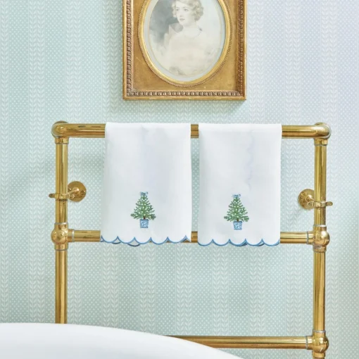 Mrs. Alice Monogram | Monogrammable Gifts<Mrs. Alice Embroidered Christmas Tree Linen Hand Towel