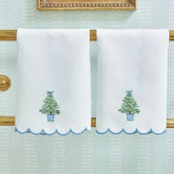 Mrs. Alice Monogram | Monogrammable Gifts<Mrs. Alice Embroidered Christmas Tree Linen Hand Towel