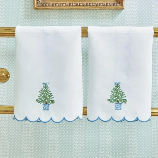 Mrs. Alice Monogram | Monogrammable Gifts<Mrs. Alice Embroidered Christmas Tree Linen Hand Towel