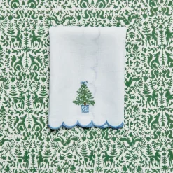 Mrs. Alice Monogram | Monogrammable Gifts<Mrs. Alice Embroidered Christmas Tree Linen Hand Towel