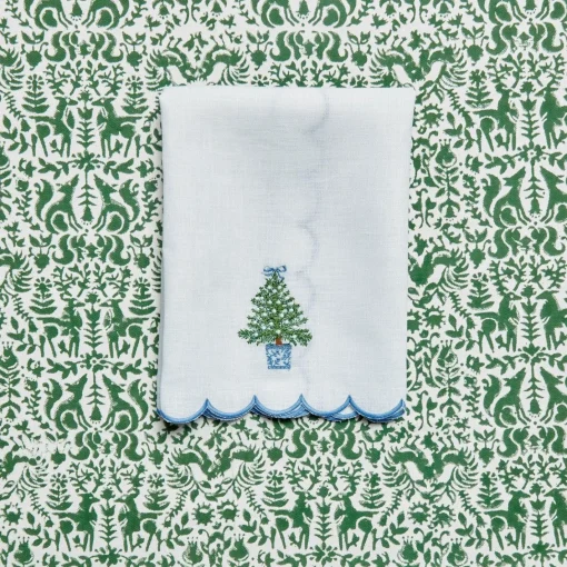 Mrs. Alice Monogram | Monogrammable Gifts<Mrs. Alice Embroidered Christmas Tree Linen Hand Towel