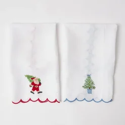 Mrs. Alice Monogram | Monogrammable Gifts<Mrs. Alice Embroidered Christmas Tree Linen Hand Towel