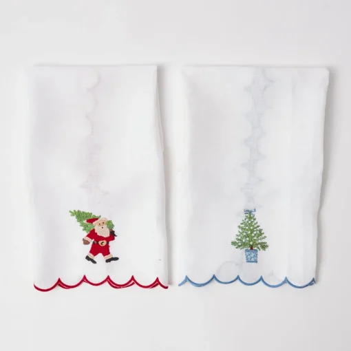 Mrs. Alice Monogram | Monogrammable Gifts<Mrs. Alice Embroidered Christmas Tree Linen Hand Towel
