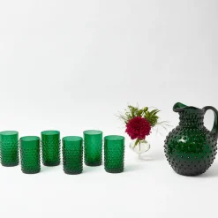 Glassware Sets<Mrs. Alice Emerald Green Hobnail Glasses & Jug Set