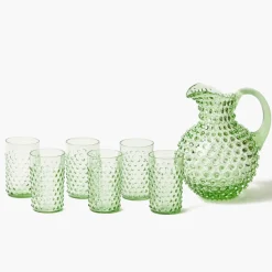 Glassware Sets<Mrs. Alice Emerald Hobnail Glasses & Jug Set