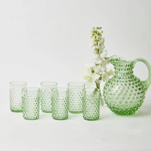 Glassware Sets<Mrs. Alice Emerald Hobnail Glasses & Jug Set