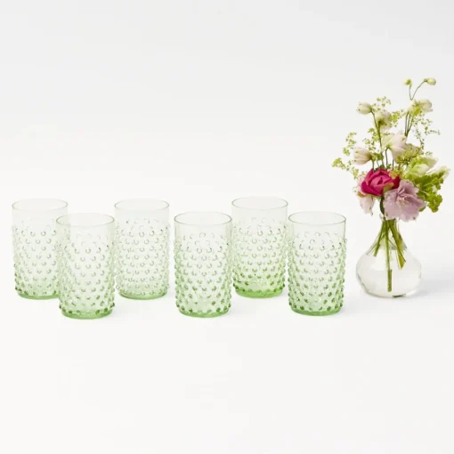 Glasses<Mrs. Alice Emerald Hobnail Glasses (Set of 6)