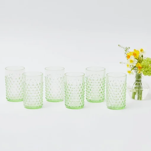 Glasses<Mrs. Alice Emerald Hobnail Glasses (Set of 6)
