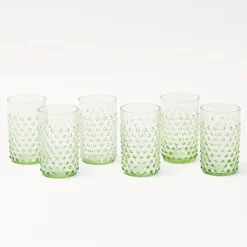 Glasses<Mrs. Alice Emerald Hobnail Glasses (Set of 6)