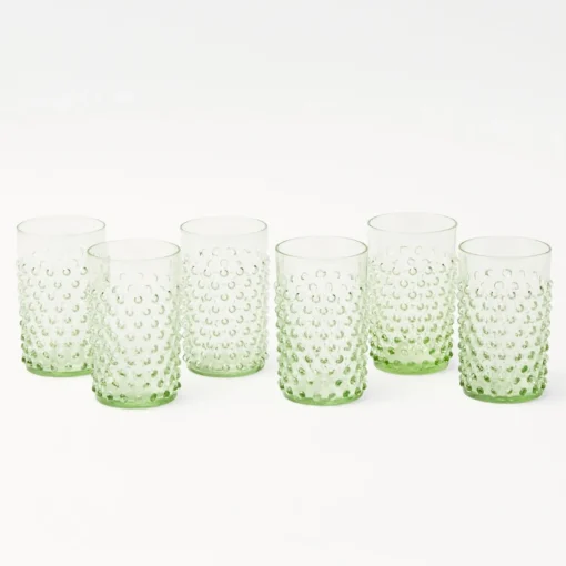 Glasses<Mrs. Alice Emerald Hobnail Glasses (Set of 6)