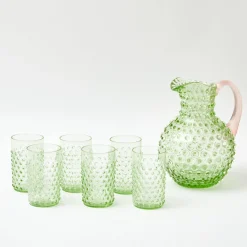 Jugs | For Her<Mrs. Alice Emerald Hobnail Jug & Rose Handle