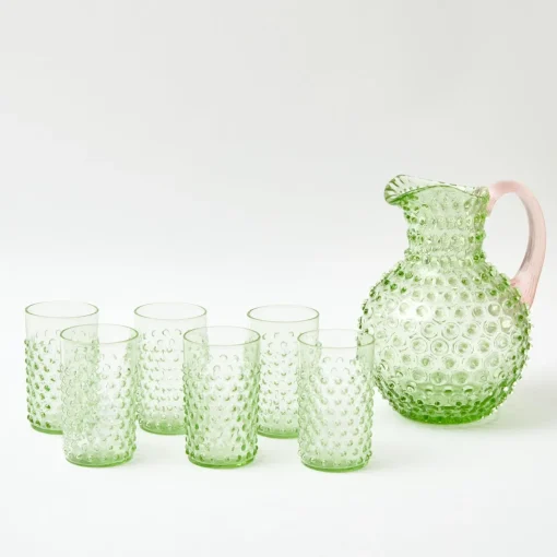Jugs | For Her<Mrs. Alice Emerald Hobnail Jug & Rose Handle