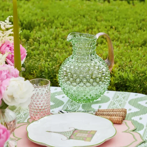 Jugs | For Her<Mrs. Alice Emerald Hobnail Jug & Rose Handle