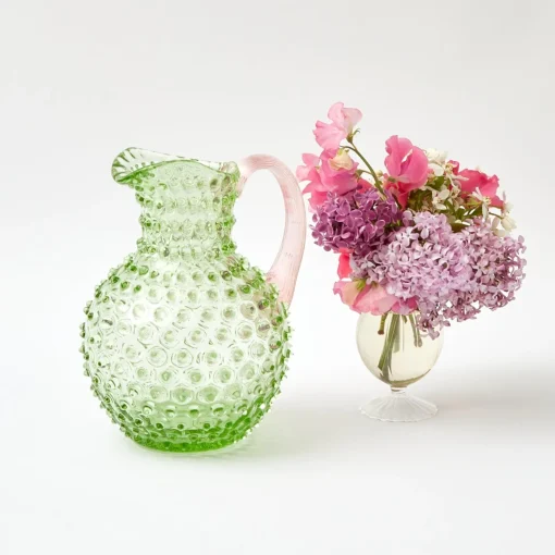 Jugs | For Her<Mrs. Alice Emerald Hobnail Jug & Rose Handle