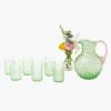 Glassware Sets<Mrs. Alice Emerald Hobnail Jug with Rose Handle & Glasses (set of 6)