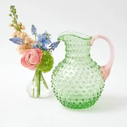 Glassware Sets<Mrs. Alice Emerald Hobnail Jug with Rose Handle & Glasses (set of 6)