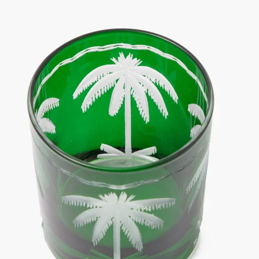 Summer Glassware | Glasses<Mrs. Alice Emerald Palm Tree Glasses (Set of 4)
