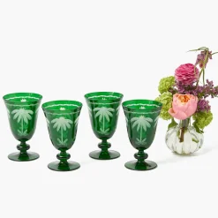 Glasses<Mrs. Alice Emerald Palm Tree Wine Glasses (Set of 4)