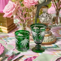 Glasses<Mrs. Alice Emerald Palm Tree Wine Glasses (Set of 4)