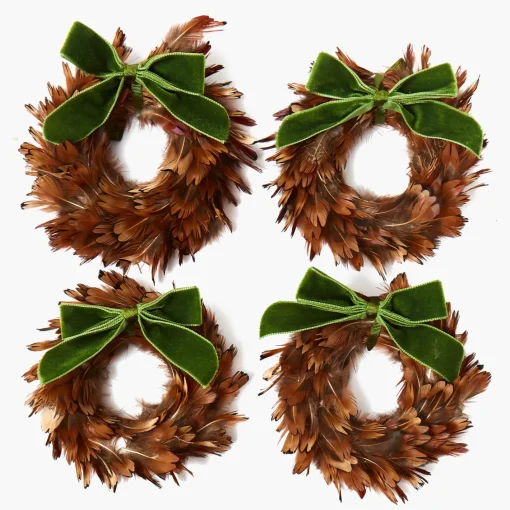 Autumn Decorations<Mrs. Alice Feather Wreath (Set of 4)