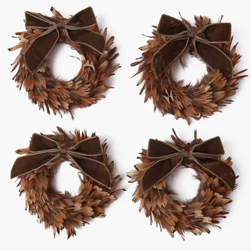 Autumn Decorations<Mrs. Alice Feather Wreath (Set of 4)
