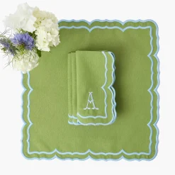Summer Table Linen | Napkins<Mrs. Alice Fleur Green Napkins (Set of 4)