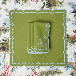 Summer Table Linen | Napkins<Mrs. Alice Fleur Green Napkins (Set of 4)