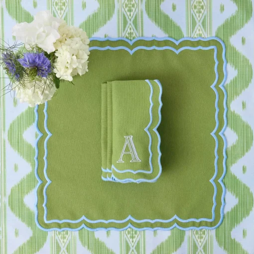 Summer Table Linen | Napkins<Mrs. Alice Fleur Green Napkins (Set of 4)