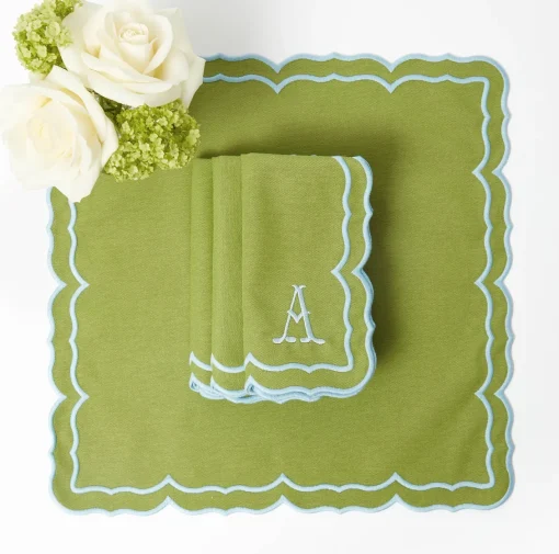 Summer Table Linen | Napkins<Mrs. Alice Fleur Green Napkins (Set of 4)