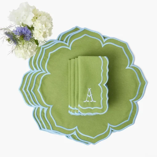 Summer Table Linen | Table Linen Sets<Mrs. Alice Fleur Green Placemats & Napkins (Set of 4)