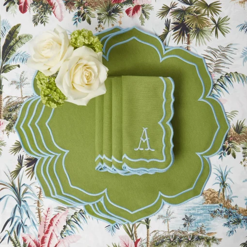 Summer Table Linen | Table Linen Sets<Mrs. Alice Fleur Green Placemats & Napkins (Set of 4)