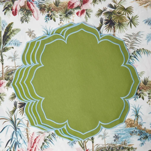 Summer Table Linen | Placemats<Mrs. Alice Fleur Green Placemats (Set of 4)