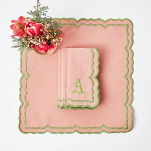 Napkins | Mrs. Alice Monogram<Mrs. Alice Fleur Pink Napkins (Set of 4)