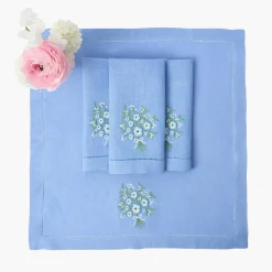 Summer Table Linen | Napkins<Mrs. Alice Floral Periwinkle Linen Napkins (Set of 4)