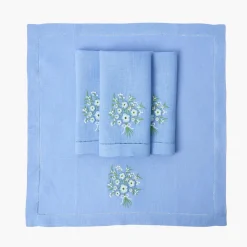 Summer Table Linen | Napkins<Mrs. Alice Floral Periwinkle Linen Napkins (Set of 4)