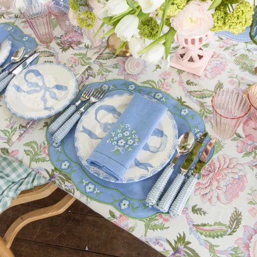 Summer Table Linen | Placemats<Mrs. Alice Floral Periwinkle Linen Placemats (Set of 4)