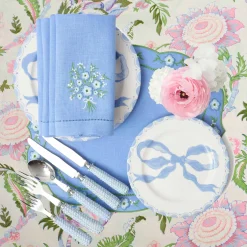 Summer Table Linen | Placemats<Mrs. Alice Floral Periwinkle Linen Placemats (Set of 4)