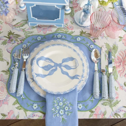 Summer Table Linen | Placemats<Mrs. Alice Floral Periwinkle Linen Placemats (Set of 4)