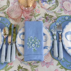 Summer Table Linen | Table Linen Sets<Mrs. Alice Floral Periwinkle Linen Placemats & Napkins (Set of 4)