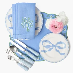 Summer Table Linen | Table Linen Sets<Mrs. Alice Floral Periwinkle Linen Placemats & Napkins (Set of 4)