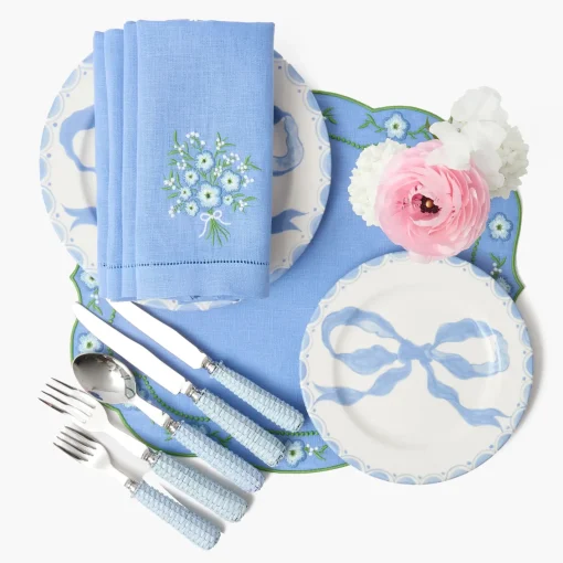 Summer Table Linen | Table Linen Sets<Mrs. Alice Floral Periwinkle Linen Placemats & Napkins (Set of 4)