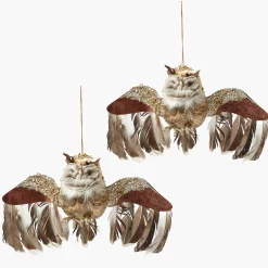 Autumn Decorations<Mrs. Alice Flying Glitter Owl (Pair)