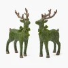 Christmas Decorations<Mrs. Alice Forest Green Rattan Reindeer with Green Velvet Bows (Pair) - 30cm